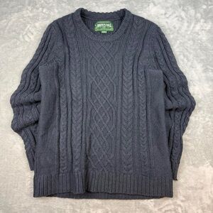 Classic Navy Cable Knit Crewneck Sweater